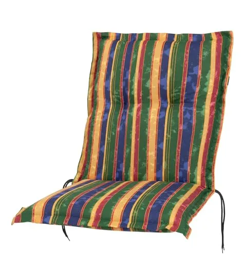 KETTtex Polsterauflage Niederlehner Florence 2268 - Multicolor Streifen Auflage für Gartenstühle, mit verstellbarem Halteband und Bindebändern für optimalen Sitzkomfort, ideal für entspannte Stunden im Garten.
