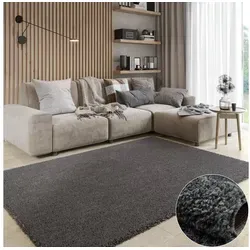 Wohnando MY-RUG Hochflorteppich Shaggy Star 150x100cm – Flauschiger Teppich in Dunkelgrau - Hochflorteppich in Dunkelgrau mit einer Höhe von 38 mm, pflegeleicht und schmutzabweisend. Ideal für gemütliche Wohnräume – sorgt für ein angenehmes Raumklima und Komfort.