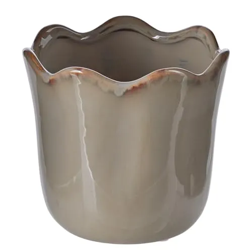 BUTLERS Blumentopf Glaze Steingut Beige Ø 15cm | Übertopf für Kräuter & Pflanzen, Pflanzentopf für innen, Blumenübertopf für Balkon | Dekoration Fensterbank Deko Wohnzimmer