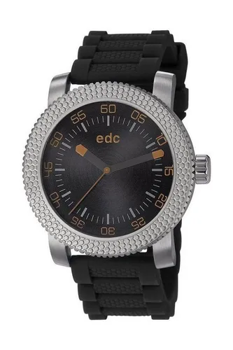 edc by Esprit Quarzuhr Heavy Rocker Midnight Black, aus Edelstahl, Silikonband, Schwarz, Dornschließe