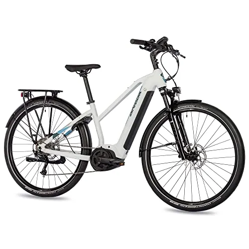 Airtracks 28 Zoll E-Bike Damen Trekking Fahrrad Motiv TR.2.0 - Hochwertiges 28 Zoll E-Bike für Damen mit Bosch Performance Line Motor und 9-Gang Shimano Schaltung. Ideal für lange Touren, bietet es Komfort und Stil. Inklusive Beleuchtung und Gepäckträger, nahezu fertig montiert.