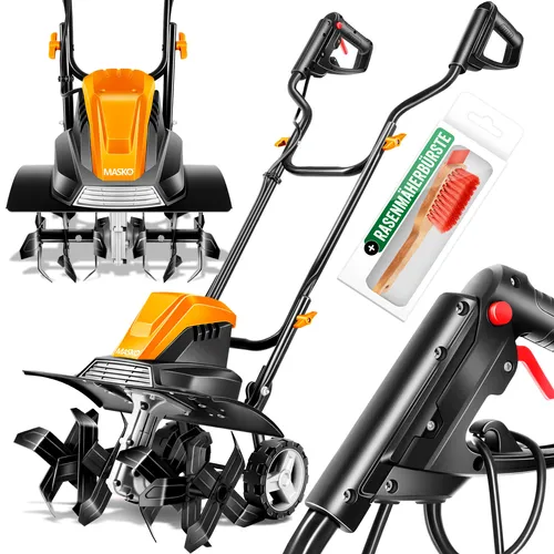 MASKO Elektromotorhacke 1500 Watt - Effiziente Gartenfräse mit 40cm Arbeitsbreite - Motorhacken - Leistungsstarke 1500 Watt Gartenfräse mit 40cm Arbeitsbreite für müheloses Auflockern des Bodens. Ideal für Gartenliebhaber!