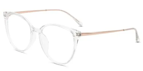 Firmoo Blaulicht Brille ohne Sehstärke Damen Herren, Runde Blaulichtfilter Computer Brille gegen Kopfschmerzen, Entspiegelt, UV-Schutz (Transparent-1)