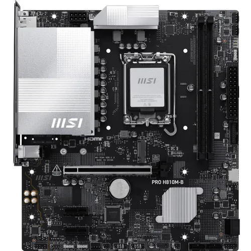 MSI PRO H810M-B DDR5 Mainboard - Micro ATX Motherboard mit Intel H810 Chipset, PCIe 5.0 Unterstützung und 8-Kanal-Soundkarte für erstklassigen Audio-Genuss in deinem PC.