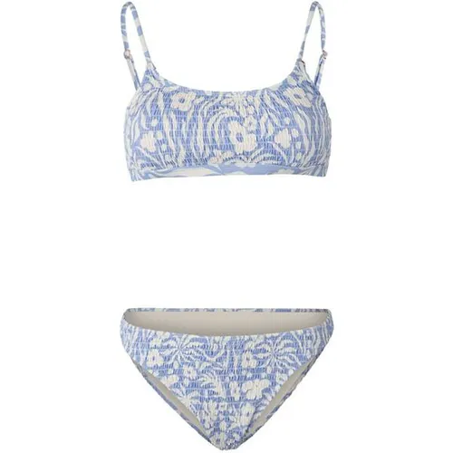 BRUNOTTI Damen Bikini Cruzin-Swirl - Bikini-Set mit gesmoktem Design und wunderschönem Swirl-Print in Violett und Weiß, ideal für entspannte Tage am Pool oder Strand.