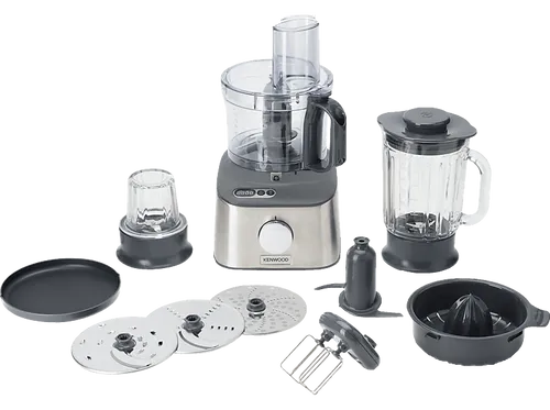 KENWOOD Multipro Compact+ FDM313SS - Kompaktküchenmaschine mit integrierter Waage - Standmixer mit 800 Watt, 2,1 l Kapazität und integrierter Waage für präzises Abwiegen direkt im Behälter. Vielseitiges Zubehör für alle Zubereitungen, ideal für kreative Küchenchefs.