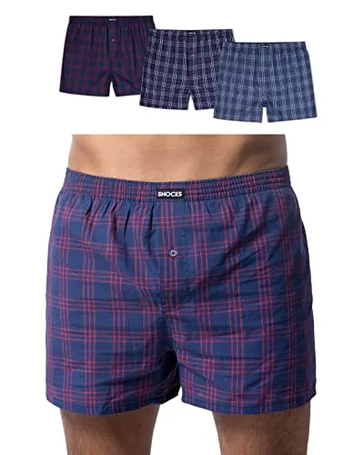 SNOCKS Weiter Boxer American Boxershorts Woven (3-St) - Boxer weit aus 100% Bio-Baumwolle, atmungsaktiv und mit bequemer Passform für den modernen Mann – ideal für jeden Tag.