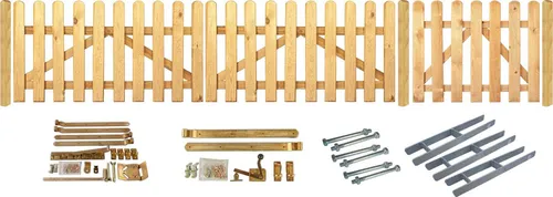 Zaunkomplettset - "HOUSTON Tür und Tor" - Gartenzäune, komplett mit hochwertigen Heiko Türen und Doppeltoren für optimale Sicherheit und Stil in Ihrem Garten.