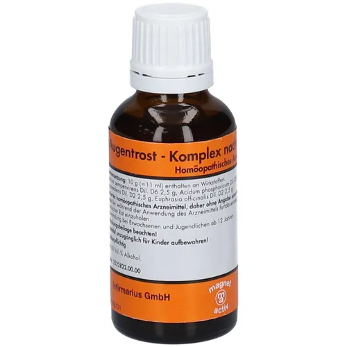 Augentrost-Komplex 30 ML - Homöopathisches Arzneimittel zur Unterstützung von Augenbeschwerden, enthält 60 Vol.-% Alkohol. Ideal für natürliche Linderung ohne bekannte Nebenwirkungen.