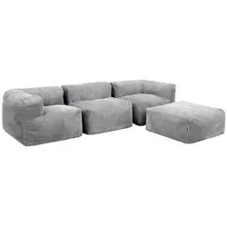 icon Sofa Modulares Ecksofa 4 Stück „Zen“ aus Kunstfell - Gemütliches Ecksofa für Wohnzimmer oder Schlafzimmer, flauschige Schaumstofffüllung und modernes Design in Grau – ideal für entspannte Stunden.