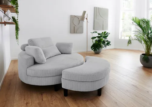 ATLANTIC home collection Loveseat Ravi, XXL-Sessel mit Stauraumhocker - XXL Sessel mit hohem Sitzkomfort und zusätzlichem Stauraum. Ideal als gemütliche Sitzgelegenheit oder Gästebett. Verstellbarer Sitzplatz für individuellen Komfort.