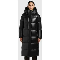 khujo Steppmantel RACHEL2 SHINY langer Schnitt bis Mitte Wade, mit Kapuze und Kordelzug schwarz XL (42)