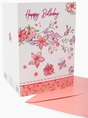 B6 Carnet ZZG-190506 vergoldet Geburtstag Blumen