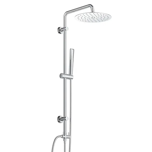 Görbach Regendusche Duschsystem Edelstahl ohne Armatur, Chrom - Elegantes Duschset mit 20cm Rundkopfbrause aus Edelstahl und pflegeleichten Düsen. Einfache Montage und vielseitige Wandhalterungen für individuellen Komfort.