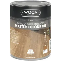 WOCA Meister Colour Holz Öl - weiß 1 Liter - Holzöle für individuelle Farbgestaltungen, wasser- und schmutzabweisend, ideal für pflegeleichte Holzfußböden mit atembarer Struktur.