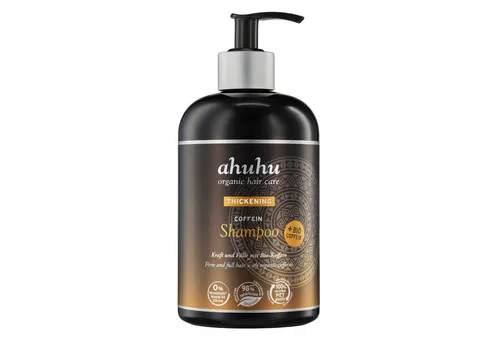 ahuhu THICKENING Coffein Shampoo XXL (500ml) - Bio-Koffein Shampoo für dickeres, kräftiges Haar, aktiviert Haarwurzeln und sorgt für sofort sichtbares Volumen, vegan und aus 100% recyceltem Plastik