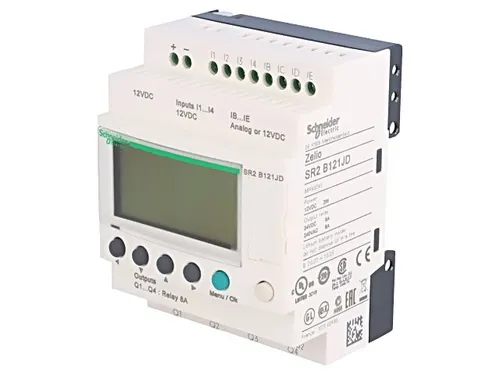SR2B121JD Programmierbares Relais von SCHNEIDER ELECTRIC - Programmierbares Relais mit 8 Eingängen und 4 Ausgängen, ideal für flexible Automatisierungslösungen. Verlässlich und einfach zu integrieren in bestehende Systeme.