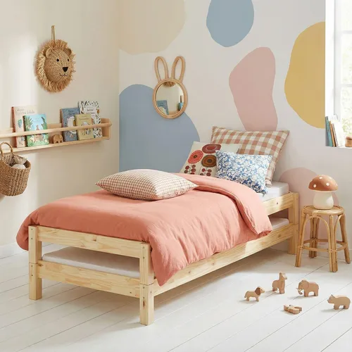 Idimex Stapelbett Rino, 90x190 cm, Naturholz - Stapelbett Rino aus massivem Kiefernholz, ideal für kleine Räume und Übernachtungsgäste. Flexibel nutzbar als Stapelbett oder Bodenbett, fördert Selbstständigkeit bei Kindern.