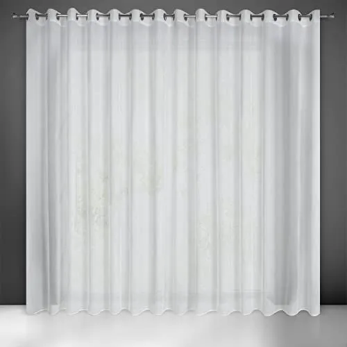 Eurofirany Leinen Optic Vorhang Lexy mit Ösen - 1Stk. - Eco Boho Natürlich Fenstergardine Wohnzimmer Schlafzimmer 140x250cm Weiß