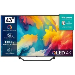 Hisense 43A7KQ 43 Zoll 4K QLED Smart TV - Fernseher mit Quantum Dot Technologie für lebendige Farben, Dolby Vision für beeindruckende HDR-Bilder und Dolby Atmos für ein fesselndes Klangerlebnis – ideal für Filmabende!