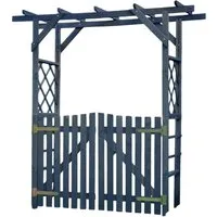 promadino Rosenbogen Pergola Ben Set - Pflanzenkästen & Spaliere, stilvolle Pergola mit Türen, ideal für romantische Gartenakzente und Pflanzenstütze, Maße: 200x65x208 cm, anthrazit grau aus Kiefernholz