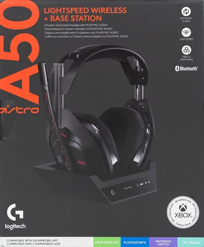 Logitech G Astro A50 Lightspeed Schwarz - Kabelloses Gaming-Headset mit 360° Surround Sound, ideal für PC, PlayStation und Xbox