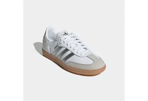 adidas Originals SAMBA OG Sneaker in Weiß 43 1/3 EU - Sportlicher Sneaker in Cloud White/Silver Metallic mit hochwertigem Leder-Obermaterial. Ideal für lässige Outfits und den täglichen Einsatz. Schnürung für individuellen Halt.