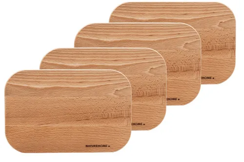 NATUREHOME 4er-Set Schneidebretter aus Buchenholz - Vielseitiges 4er-Set Schneidebretter aus massivem Buchenholz (23x15x1 cm). Ideal zum Schneiden und Servieren, langlebig und pflegeleicht. Perfekt für stilvolles Kochen und Anrichten in jeder Küche.
