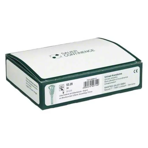 Kondome M Schlauchans 5328 - 30 ST - Inkontinenzeinlagen, latexfreie Kondome mit flexiblem Schlauchansatz für sicheren Anschluss an Urin-Auffangbeutel, individuell anpassbar für optimalen Komfort.