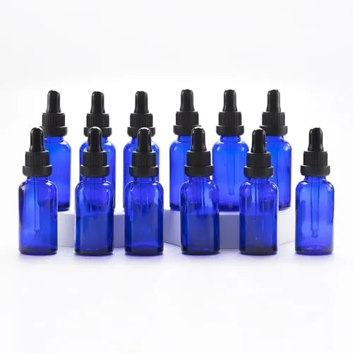 YIZHAO Pipettenflasche 30ml Blau, Apothekerflasche mit [Dropper Pipette Glas], Tinktur Flaschen für Ätherische Öl,Parfümöle,Aromatherapie,Düfte,Flüssigkeit – 12Pcs