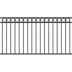 Zaunfeld ALBERTS Circle 200 x 100 cm schwarz - Eleganter Aluminium-Gartenzaun mit dekorativen Kreisornamenten und robuster Kunststoffbeschichtung – ideal für stilvolle Grundstücksbegrenzungen.