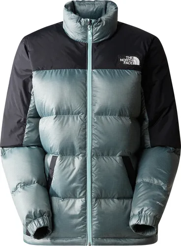 THE NORTH FACE WOMEN DIABLO RECYCLED DOWN Jacke 2024 - Wärmespeichernde Daunenjacke für Damen in powder teal/tnf black - ideal für Wanderungen. Mit recycelten Daunen und elastischen Ärmelbündchen, ausgestattet mit zwei Handwärmtaschen.