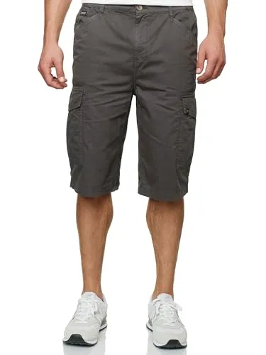 Indicode Cargoshorts Herren INNadim – Flexibel und Komfortabel - Cargoshorts aus 100% Baumwolle mit elastischen Einsätzen für eine optimale Passform. Ideal für den Freizeitlook, pflegeleicht und in klassischem Grau. Perfekt für den Sommer!