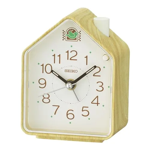 Seiko QHP011A Wecker mit Vogelstimmen - Wecker im Vogelhaus-Design mit Holzoptik, drei Weckmöglichkeiten und regelbarer Lautstärke – ein harmonischer Start in den Tag!