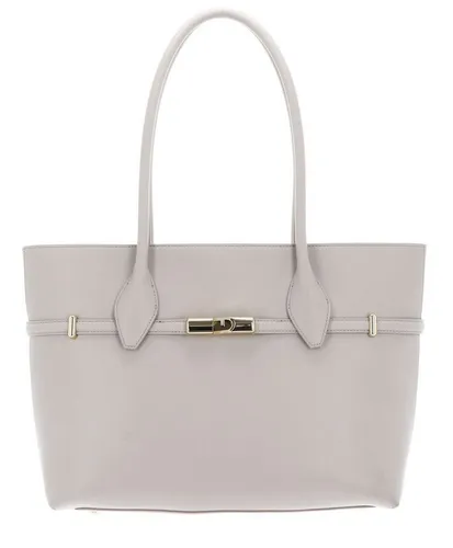 Furla Goccia Shopper Tasche Leder 42 cm beige - Shopper aus hochwertigem Leder, ideal für moderne Frauen. Mit Reißverschluss, praktischen Innenfächern und komfortablem Umhängeriemen - Stil und Funktionalität vereint!