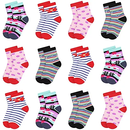 Libella 12er Kinder Mädchen Socken mit Punkte und Streifen Kids Füßlinge Sneakersocken bunt 2803 27-30