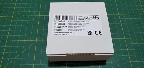 Roth Raumthermostat Basicline H für Fußbodenheizung - Robustes Raumthermostat in Weiß, ideal für die Wandmontage. Optimal für Fußbodenheizungen und kompatibel mit verschiedenen Heizsystemen.