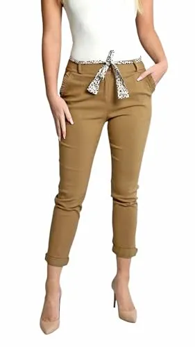 Mississhop Female Damen Stretch Klassische Chino Hose (Mod. 366) braun S