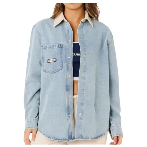 RipCurl Surf Side Relaxed Denim Shirt washed blue (9756) M - Leichtes, lässiges Damenhemd aus 100% Viskose mit garngefärbten Streifen. Ideal für den Alltag und den Surf-Lifestyle, bietet es eine lockere Passform und hohen Tragekomfort.