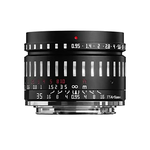 TTArtisan 35 mm F0,95 Objektiv für Fuji X Mount - Objektiv für spiegellose Kameras, große Blende F0,95 für beeindruckende Aufnahmen bei schwachem Licht und hervorragendes Bokeh für kreative Effekte.