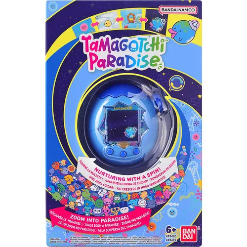 Bandai Tamagotchi Paradise Wasser - Interaktives Virtuelles Haustier - Interaktive Plüschtiere - Tamagotchi im blauen Wasserdesign, mit Zoom-Drehrad zur Pflege und über 50 Charakteren zum Aufziehen. Perfekt für Kinder ab 6 Jahren!