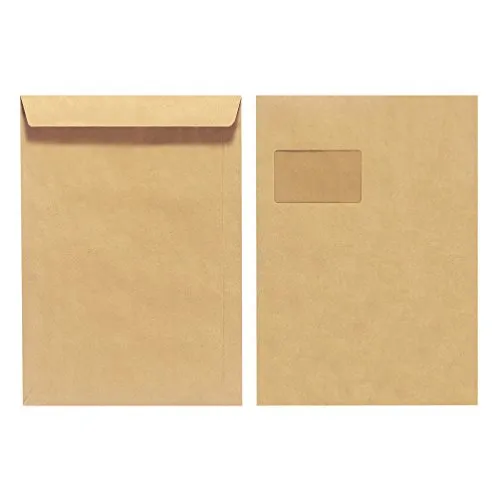 Herlitz Versandtasche C4 - 90 g Nassklebend mit Fenster, umweltfreundliches Recyclingpapier im 10-er Pack