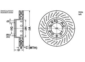ATE vordere Bremsscheibe für Porsche 993 (1995-1998) - Linke Seite - Bremsenteile, hochwertige Bremsscheibe für optimale Bremsleistung und Sicherheit bei Ihrem Porsche 993.