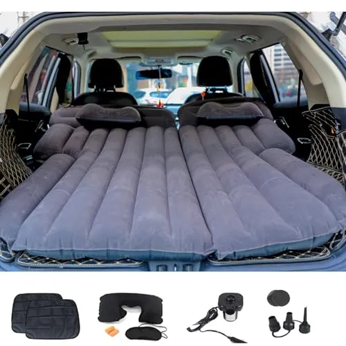 Icelus SUV Luftmatratze 3 in 1 - Aufblasbare Luftmatratze für SUVs, verdickte Beflockung, 6 separate Luftkammern für optimale Stabilität und Flexibilität beim Camping und Reisen.