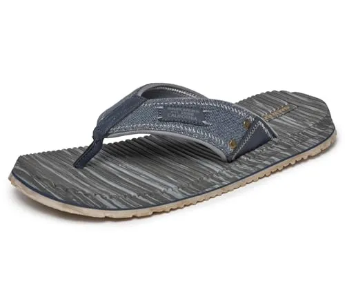 Skechers Mens QUILL Flip Flop, Navy Canvas/Synthetic, 43.5 EU
