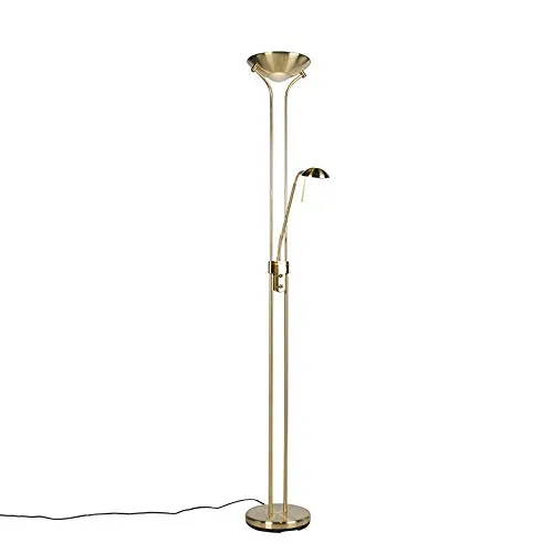 QAZQA Diva 2 Dimmer - Moderne Stehleuchte mit Leseleuchte - Standleuchte mit dimmbarer LED und flexibler Leselampe, ideal für Wohnzimmer oder Schlafzimmer, schafft die perfekte Atmosphäre.