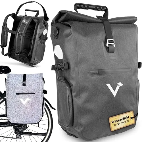 Valkental Fahrradtasche ValkPro - 100% wasserdicht und flexibel - Fahrradtasche mit 100% wasserdichtem Design, flexible Größe und gepolstertem Laptopfach für 15 Zoll, ideal für Radsport und Reisen.