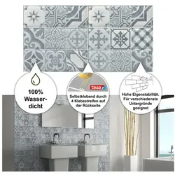 BARIDECOR Wandpaneel wasserfeste Wandfliese selbstklebend, BxL: 61,00x31,00 cm, 0,18 qm, (Packung mit 1,62 qm, Versandkostenfreie Lieferung) 9 Fliesen/Karton, inkl. Klebestreifen, wasserresistent