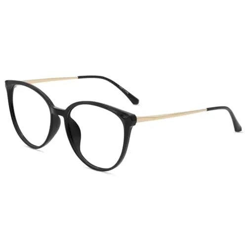 Firmoo Anti Blaulicht Brille Damen Herren Übergroß Game Computer Blaulicht Nerd Brille ohne Sehstärke(Schwarz)