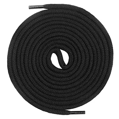 Mount Swiss runde Premium-Schnürsenkel aus 100% Baumwolle - sehr reißfest Farbe Schwarz Länge 160cm